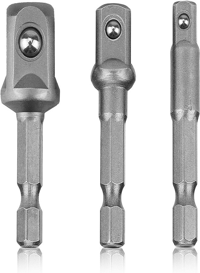 UPTODATETOOLS مجموعة محولات/وصلات مفاتيح الربط المقاومة للصدمات من UPTODATETOOLS، تحوّل المثقاب الكهربائي إلى مفتاح ربط صواميل عالي السرعة، ساق سداسي 1/4 بوصة لتركيب المحولات المستخدمة مع رؤوس المثقاب، 3 قطع - Image 1